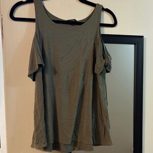 Ultra Flirt Olive Green Off The  Shoulder Blouse
